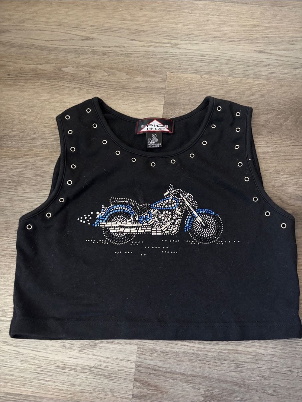 Black Studded Motorcycle Crop Top